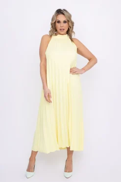 Włoski Cytrynowa Sukienka plisowana JAKARTA