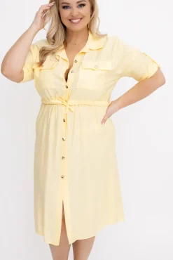 Włoski Cytrynowa Sukienka szmizjerka SAFERI