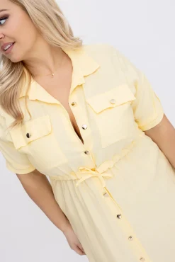 Włoski Cytrynowa Sukienka szmizjerka SAFERI