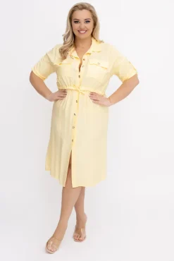 Włoski Cytrynowa Sukienka szmizjerka SAFERI