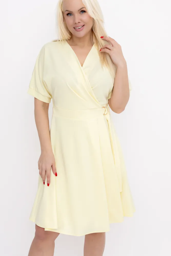 Włoski Cytrynowa Sukienka z wiązaniem DARKIA
