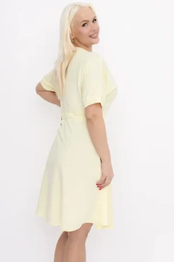 Włoski Cytrynowa Sukienka z wiązaniem DARKIA