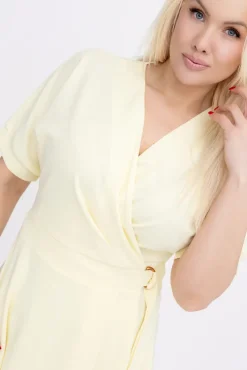 Włoski Cytrynowa Sukienka z wiązaniem DARKIA