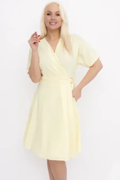 Włoski Cytrynowa Sukienka z wiązaniem DARKIA