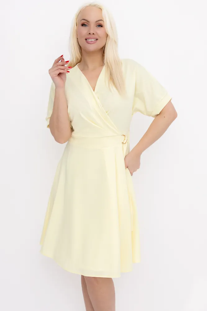 Włoski Cytrynowa Sukienka z wiązaniem DARKIA