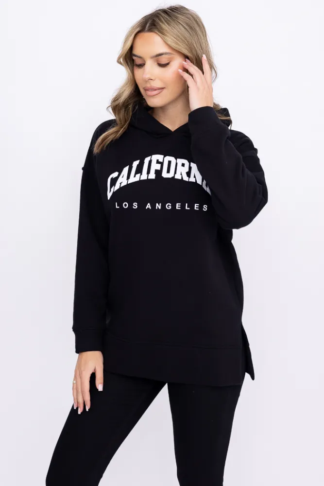 Damskie Polski Czarna Bluza z kapturem DEVANA