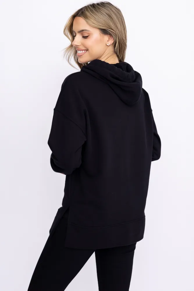 Damskie Polski Czarna Bluza z kapturem DEVANA