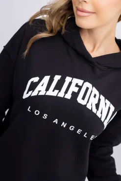 Damskie Polski Czarna Bluza z kapturem DEVANA