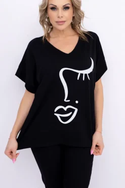 Damskie Włoski Czarna Bluzka BELIANO Wzór 1