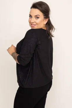Damskie Polski Czarna Bluzka Brokatowa DEQUZI