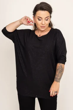 Damskie Polski Czarna Bluzka Brokatowa DEQUZI