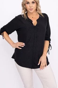 Damskie Polski Czarna Bluzka brokatowa GELVI