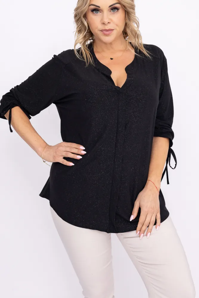 Damskie Polski Czarna Bluzka brokatowa GELVI