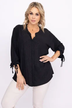 Damskie Polski Czarna Bluzka brokatowa GELVI