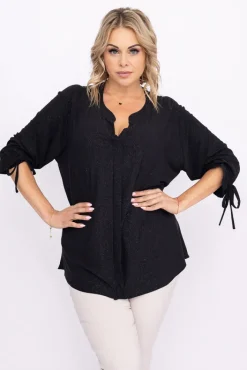 Damskie Polski Czarna Bluzka brokatowa GELVI