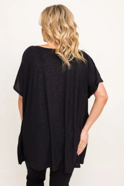 Damskie Polski Czarna Bluzka brokatowa MALPEZA
