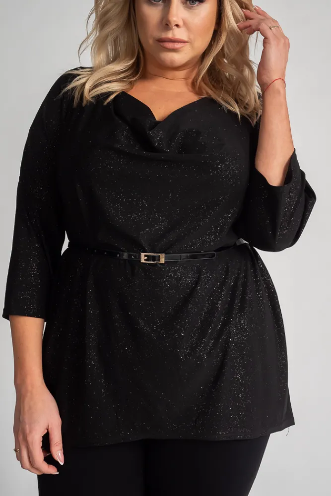 Damskie Polski Czarna Bluzka brokatowa SANOMI