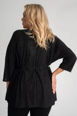 Damskie Polski Czarna Bluzka brokatowa SANOMI