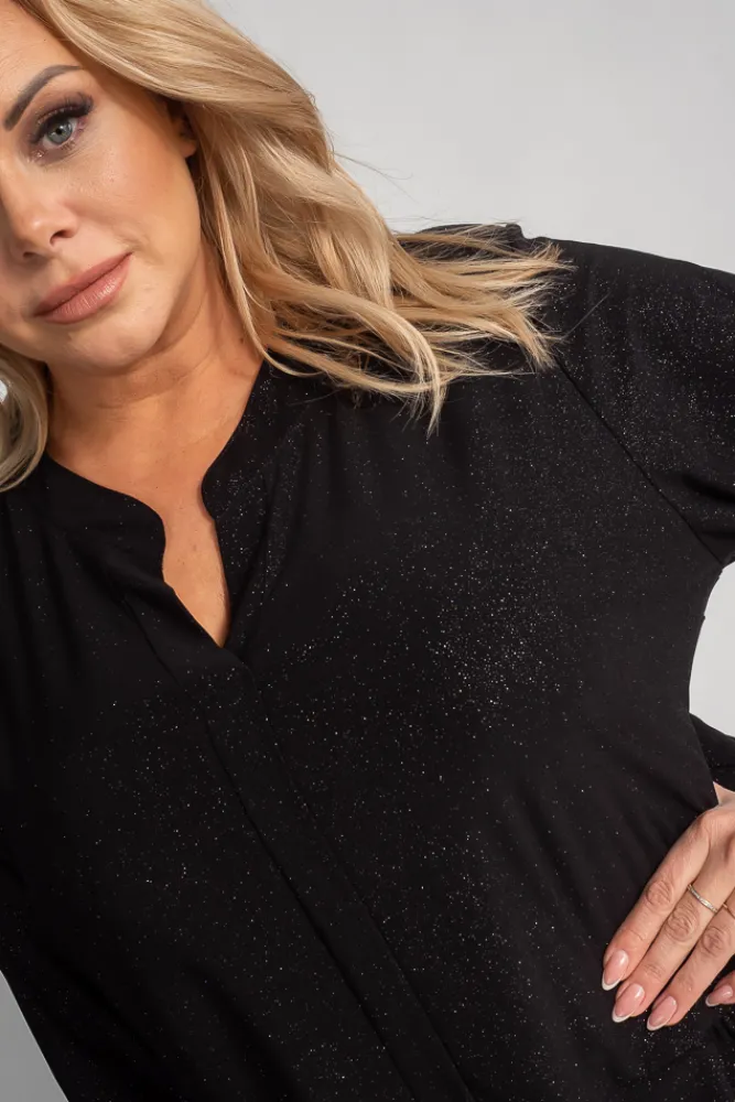 Damskie Polski Czarna Bluzka brokatowa VERONI