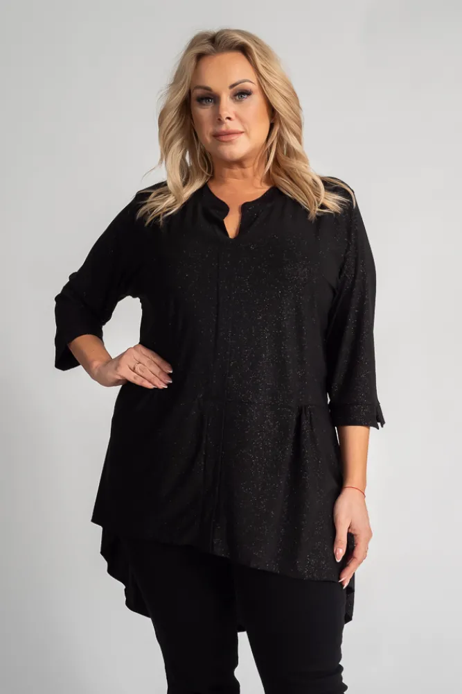 Damskie Polski Czarna Bluzka brokatowa VERONI