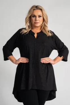 Damskie Polski Czarna Bluzka brokatowa VERONI