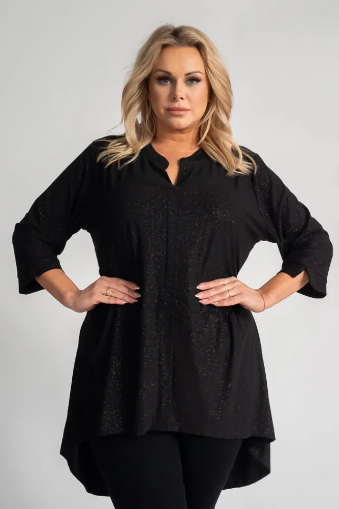 Damskie Polski Czarna Bluzka brokatowa VERONI