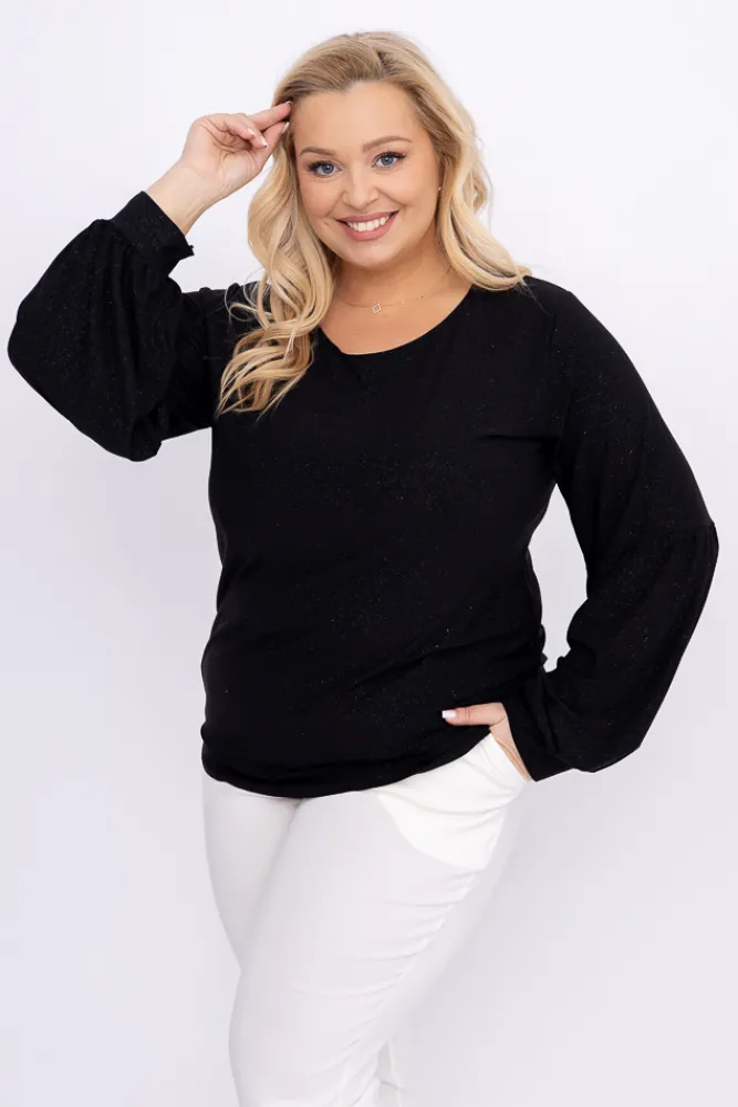 Damskie Polski Czarna Bluzka brokatowa WINERSI