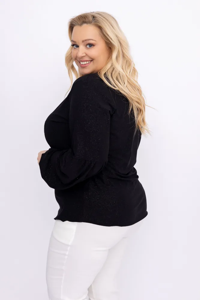 Damskie Polski Czarna Bluzka brokatowa WINERSI