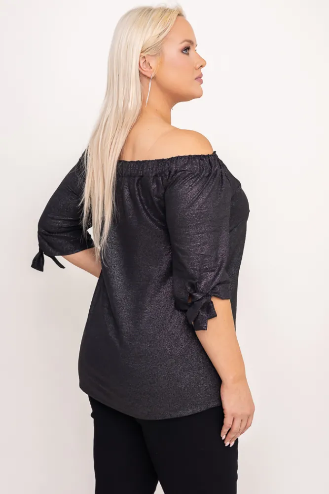 Damskie Polski Czarna Bluzka błyszcząca LURESS