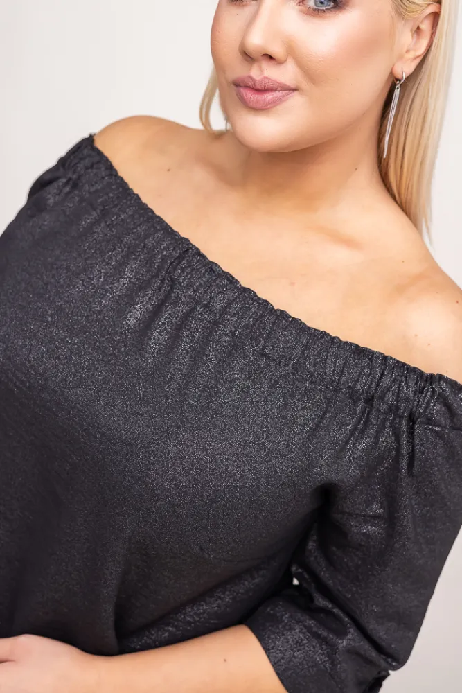 Damskie Polski Czarna Bluzka błyszcząca LURESS