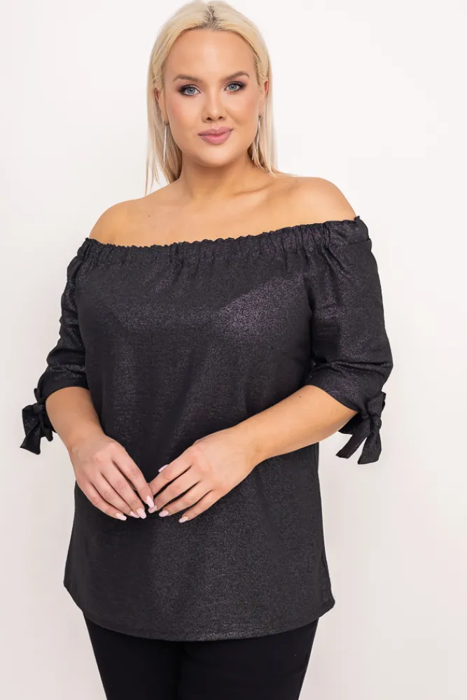 Damskie Polski Czarna Bluzka błyszcząca LURESS