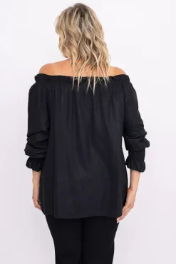 Damskie Włoski Czarna Bluzka błyszcząca MISSI