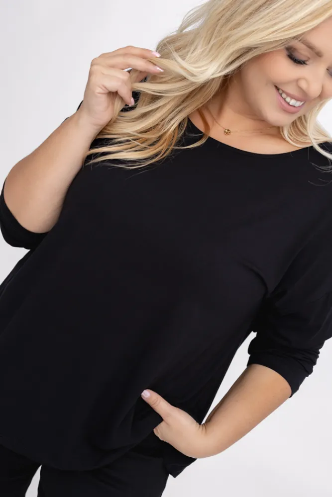 Damskie Włoski Czarna Bluzka DEFENTO