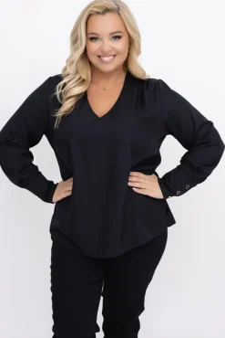 Damskie Polski Czarna Bluzka Elegancka XEVIN