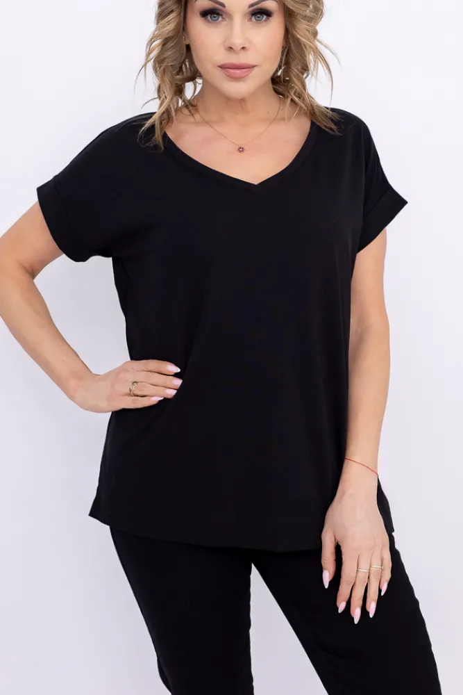 Damskie Polski Czarna Bluzka MAKIA