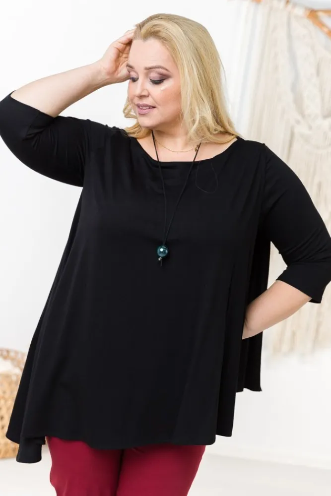 Damskie Polski Czarna Bluzka ORUNA Plus Size