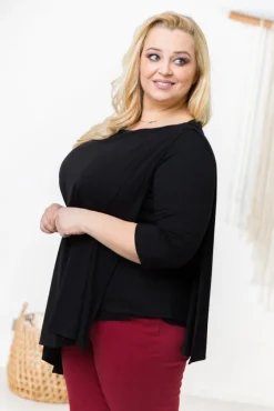Damskie Polski Czarna Bluzka ORUNA Plus Size