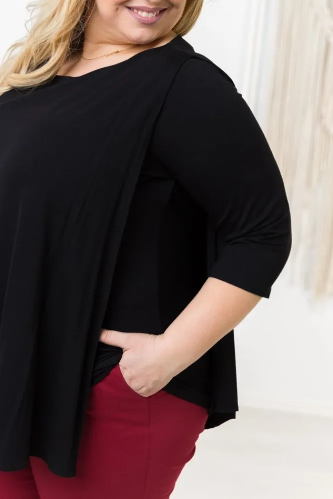 Damskie Polski Czarna Bluzka ORUNA Plus Size