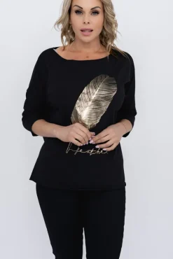 Damskie Włoski Czarna Bluzka REVUMI Wzór 3
