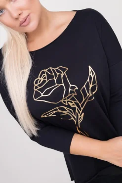 Damskie Włoski Czarna Bluzka REVUMI Wzór 11