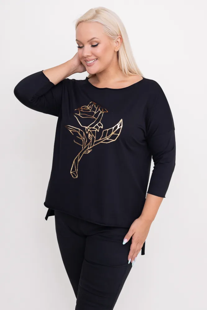 Damskie Włoski Czarna Bluzka REVUMI Wzór 11