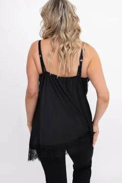 Damskie Włoski Czarna Bluzka satynowa JEZZI