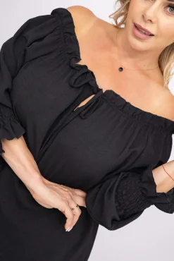 Damskie Włoski Czarna Bluzka SEGAYO