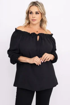 Damskie Włoski Czarna Bluzka SEGAYO