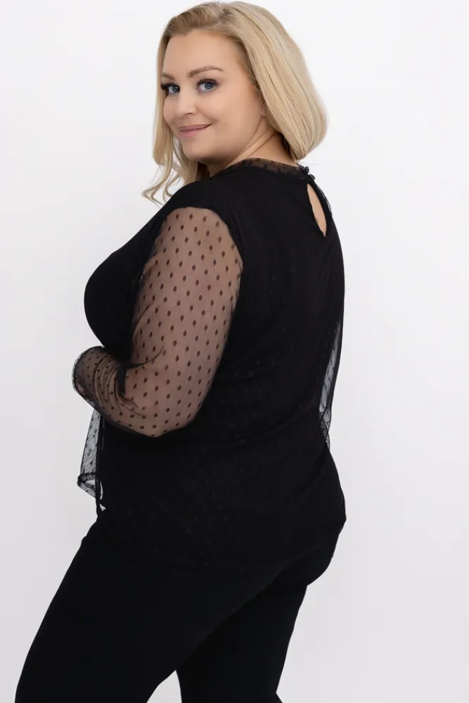 Damskie Włoski Czarna Bluzka siateczkowa VENTO