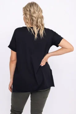 Damskie Włoski Czarna Bluzka SUNRISE