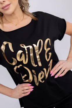 Damskie Włoski Czarna Bluzka SUNRISE Wzór 14