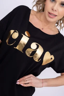 Damskie Włoski Czarna Bluzka SUNRISE Wzór 13