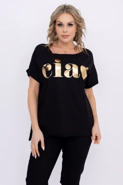 Damskie Włoski Czarna Bluzka SUNRISE Wzór 13