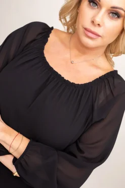 Damskie Włoski Czarna Bluzka szyfonowa HILL